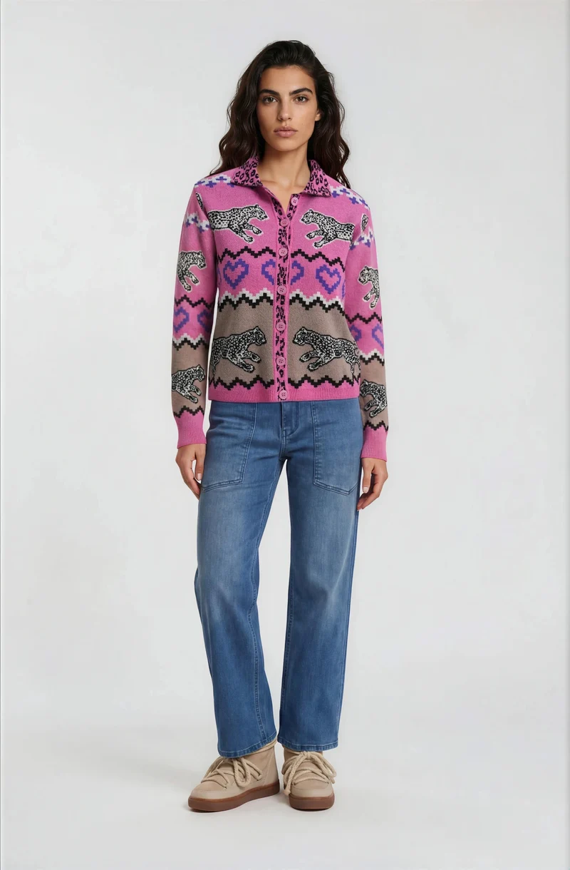 1/1 SLEEVE WITH COLLAR, LIGHT FUCHSIA PRINT