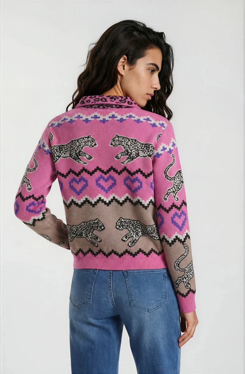 1/1 SLEEVE WITH COLLAR, LIGHT FUCHSIA PRINT