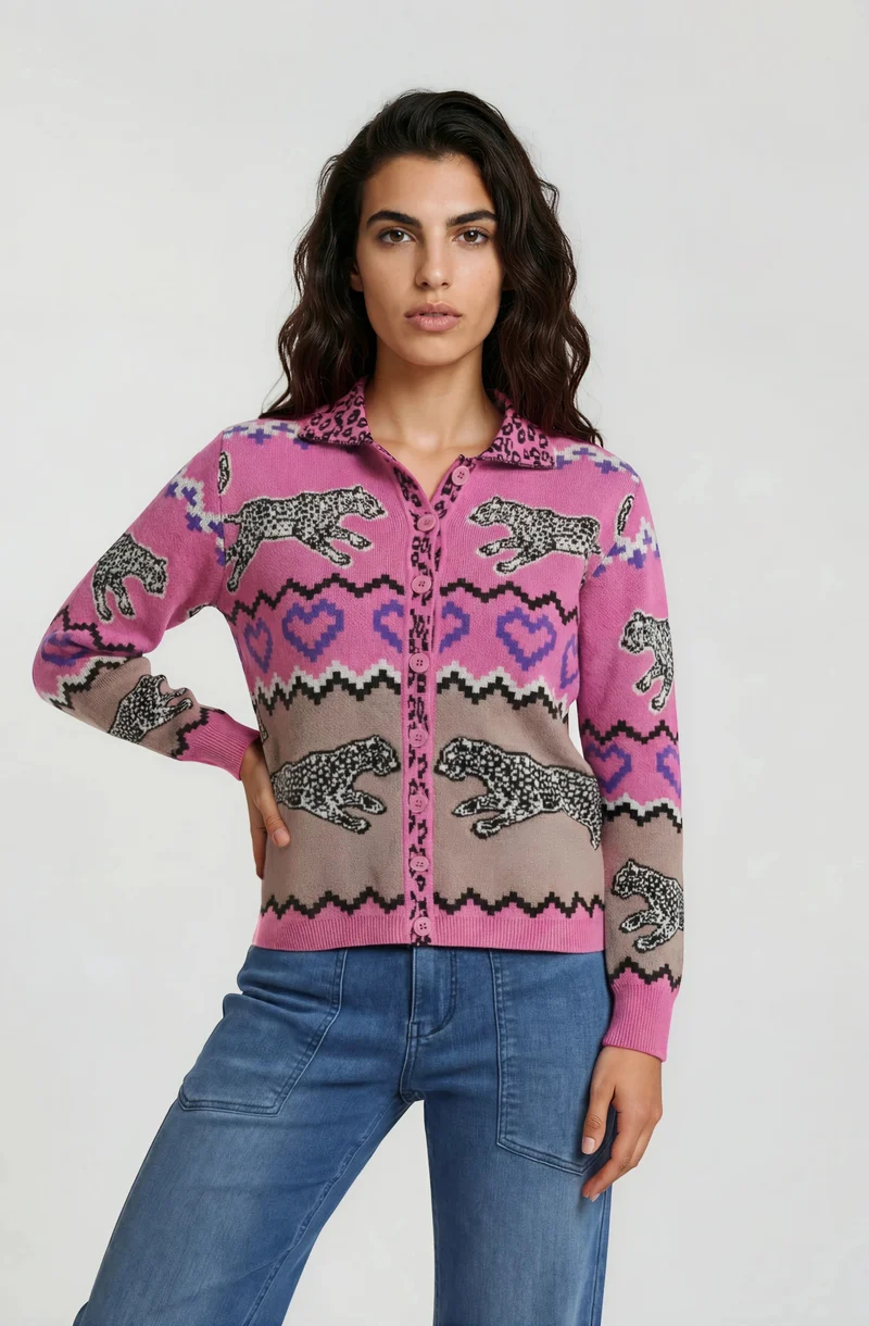 1/1 SLEEVE WITH COLLAR, LIGHT FUCHSIA PRINT