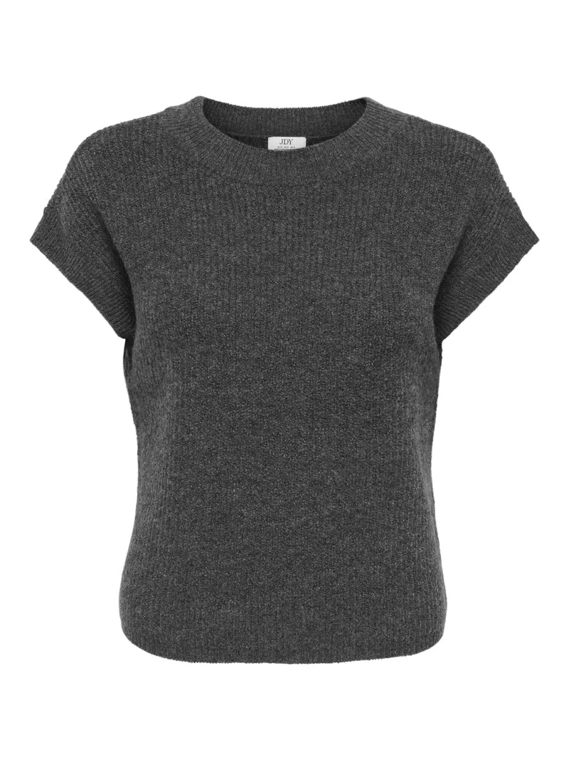 JDYELNE S/S O-NECK PULLOVER KNT, Dark Grey Melange