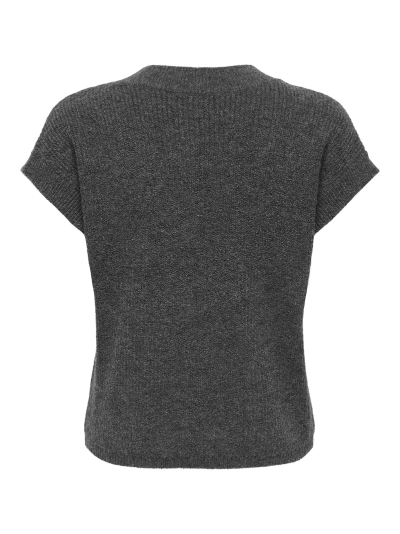 JDYELNE S/S O-NECK PULLOVER KNT, Dark Grey Melange
