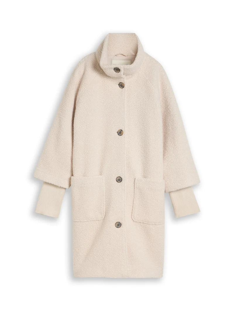 boucle coat, cold beige