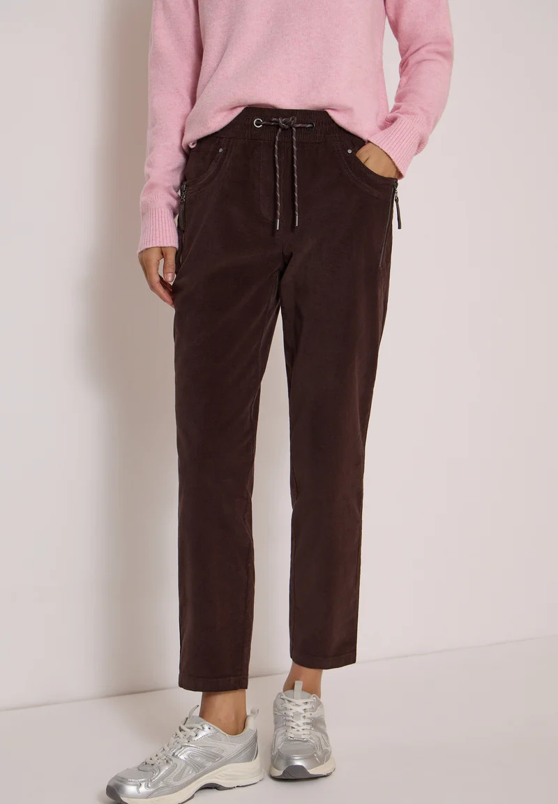 CECIL - Mid Waist Slim Leg Hose im Casual Fit - Farbe: truffle brown
