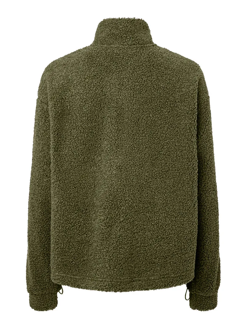 PCKATTY TEDDY HIGH NECK HALF ZIP JA, Sphagnum