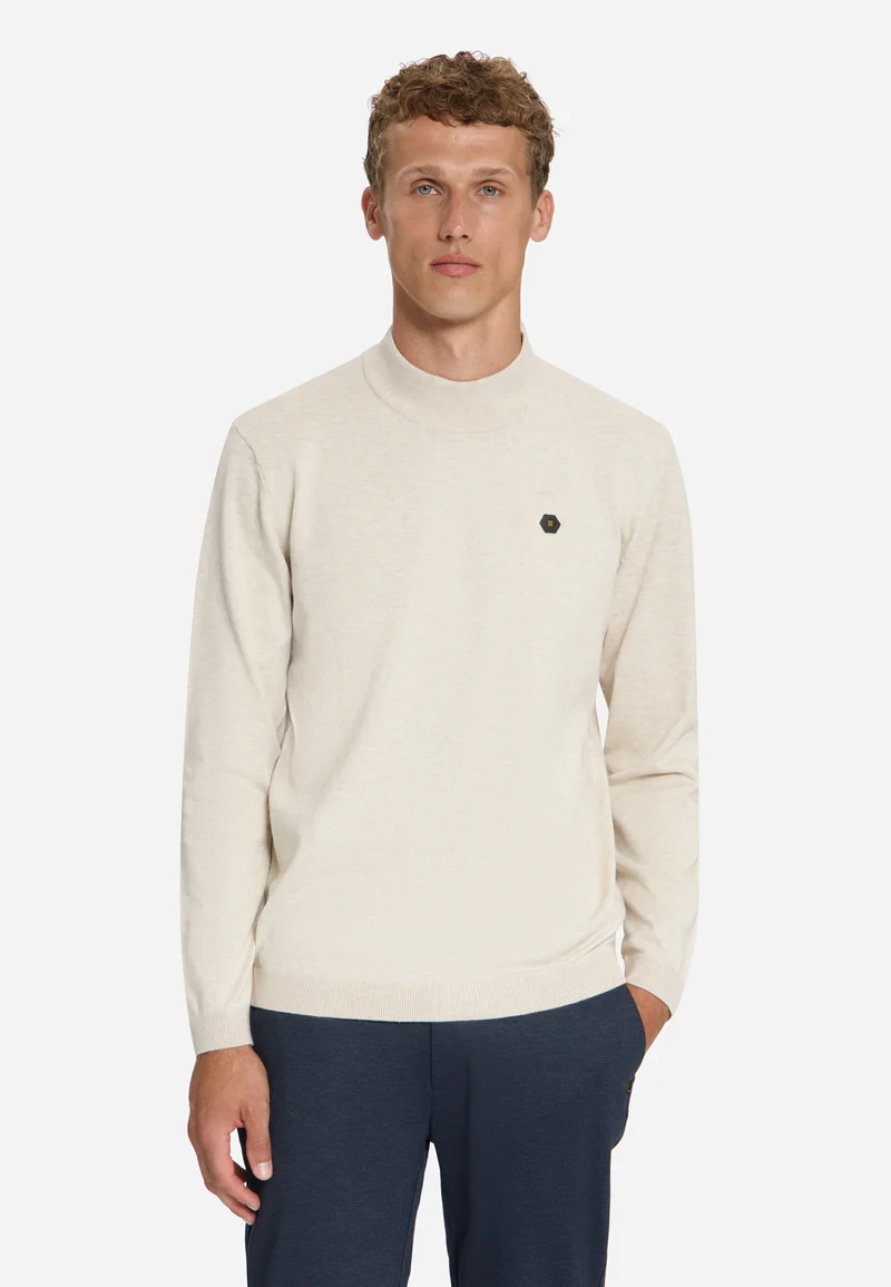 Pullover Turtle Neck Melange, Stone