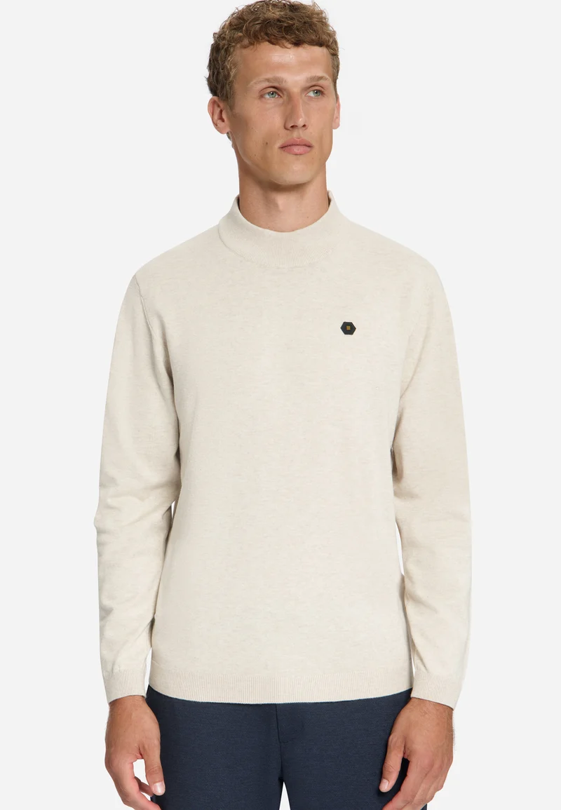 Pullover Turtle Neck Melange, Stone