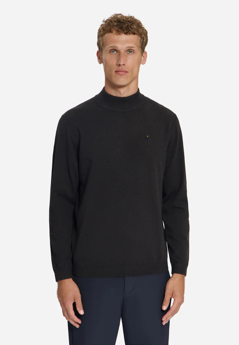 Pullover Turtle Neck Melange, Dark Brown