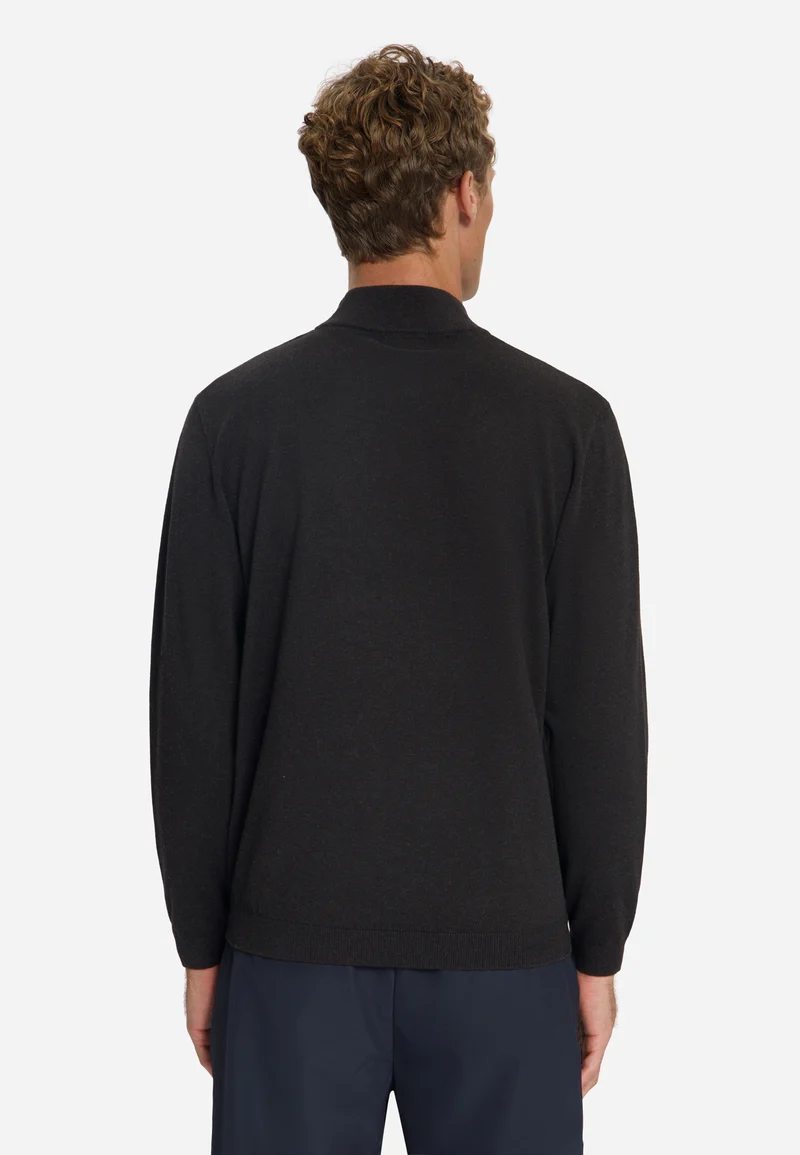 Pullover Turtle Neck Melange, Dark Brown