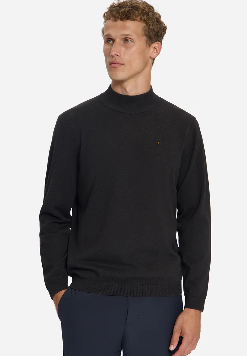 Pullover Turtle Neck Melange, Dark Brown
