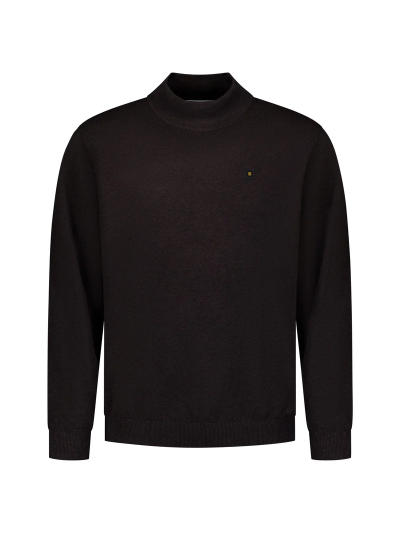 Pullover Turtle Neck Melange, Dark Brown