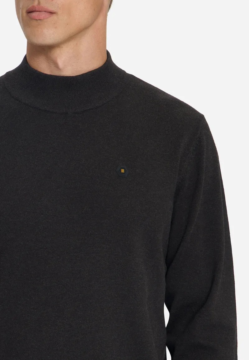 Pullover Turtle Neck Melange, Dark Brown