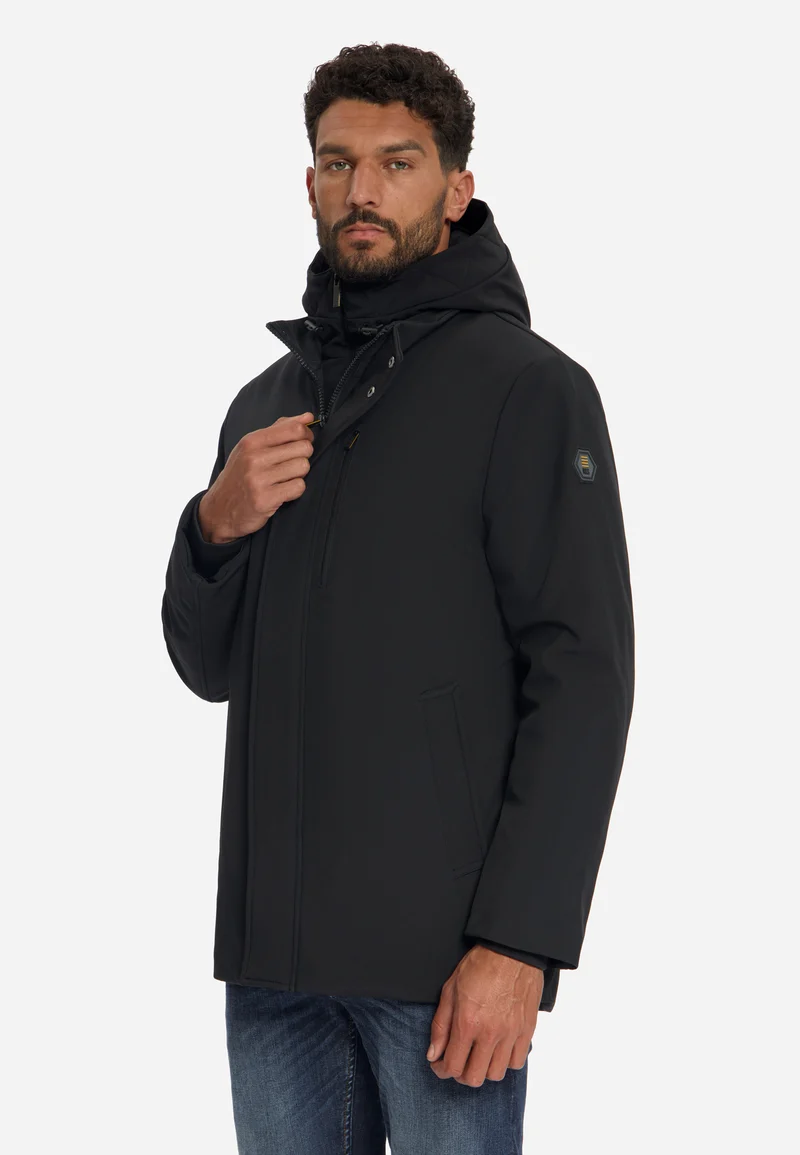Jacket Hooded Softshell, Black