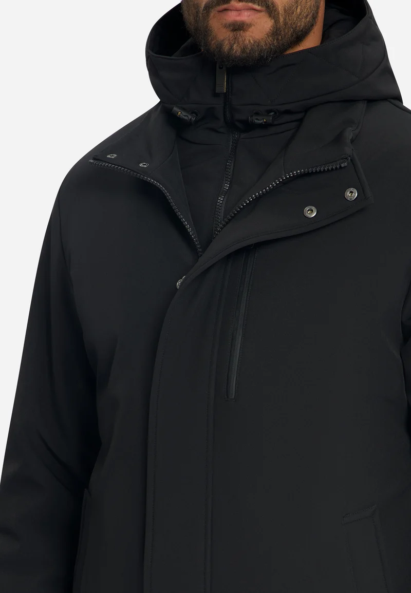 Jacket Hooded Softshell, Black