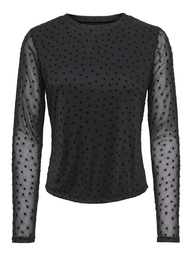 ONLNOVA L/S MESH TOP WVN, Black/743 Black dots