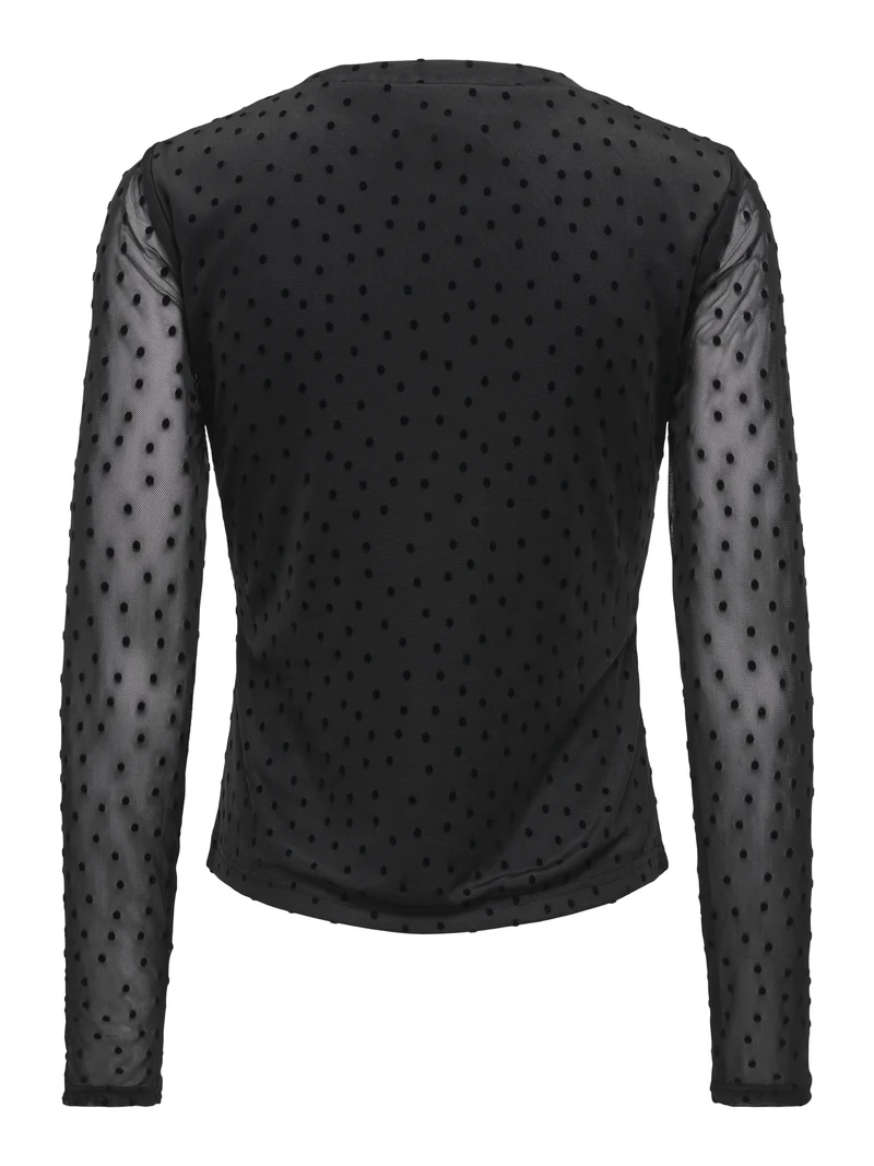 ONLNOVA L/S MESH TOP WVN, Black/743 Black dots