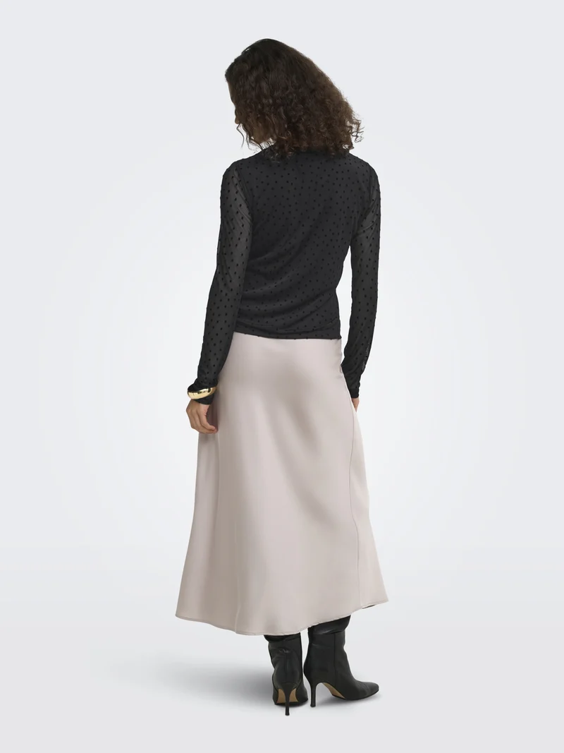 ONLNOVA L/S MESH TOP WVN, Black/743 Black dots