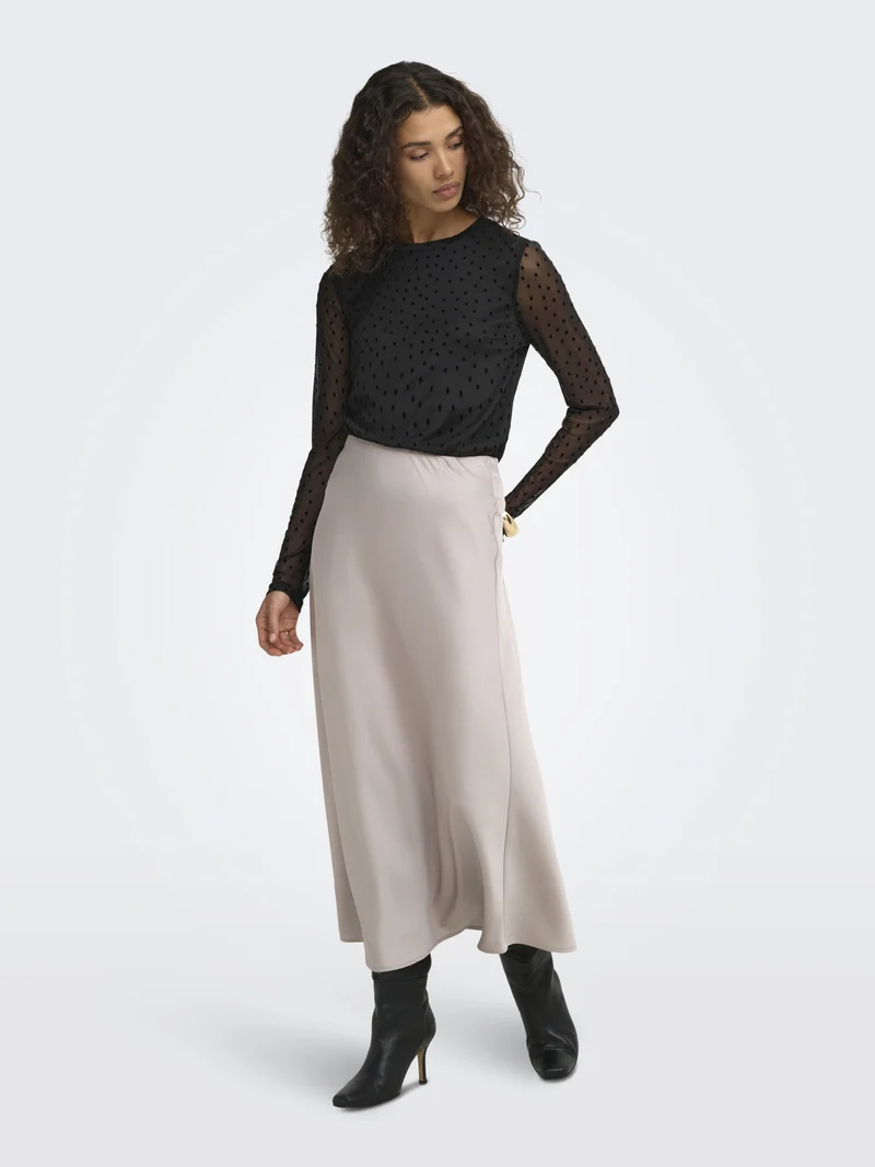 ONLNOVA L/S MESH TOP WVN, Black/743 Black dots