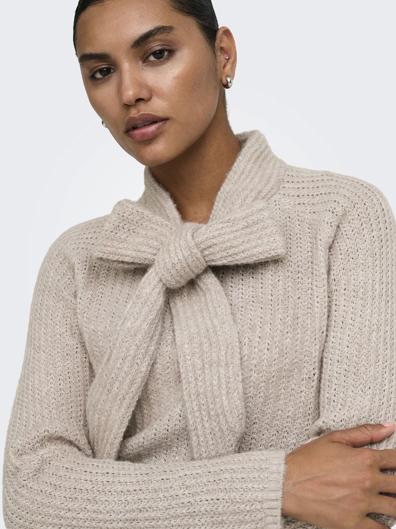 ONLKAPPA LS BOW HIGHNECK KNT, String/Melange