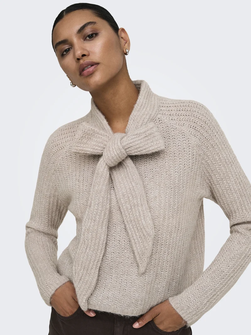 ONLKAPPA LS BOW HIGHNECK KNT, String/Melange