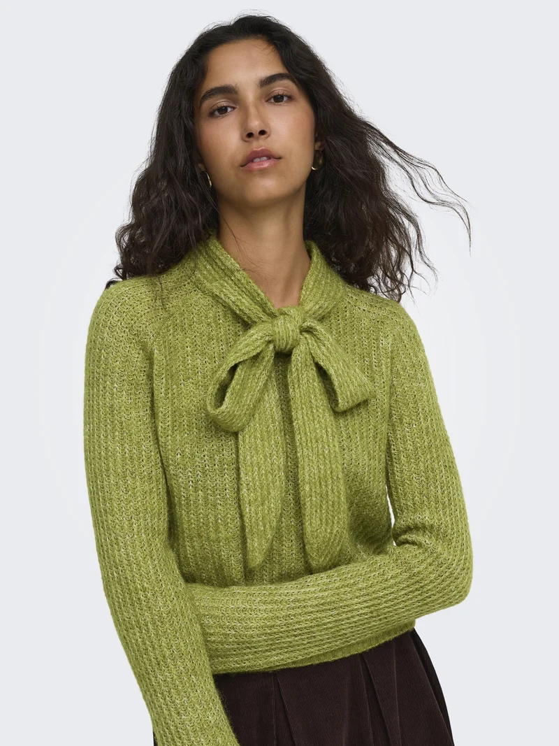 ONLKAPPA LS BOW HIGHNECK KNT, Cardamom Seed/Melange