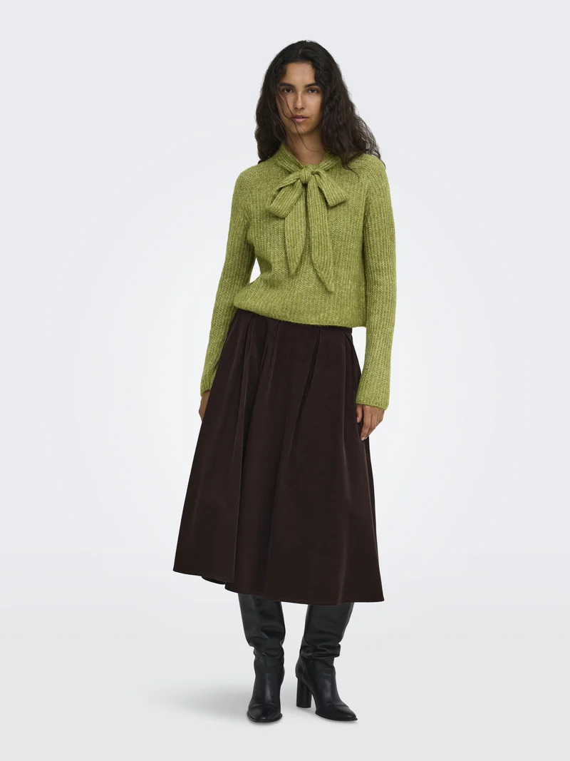 ONLKAPPA LS BOW HIGHNECK KNT, Cardamom Seed/Melange