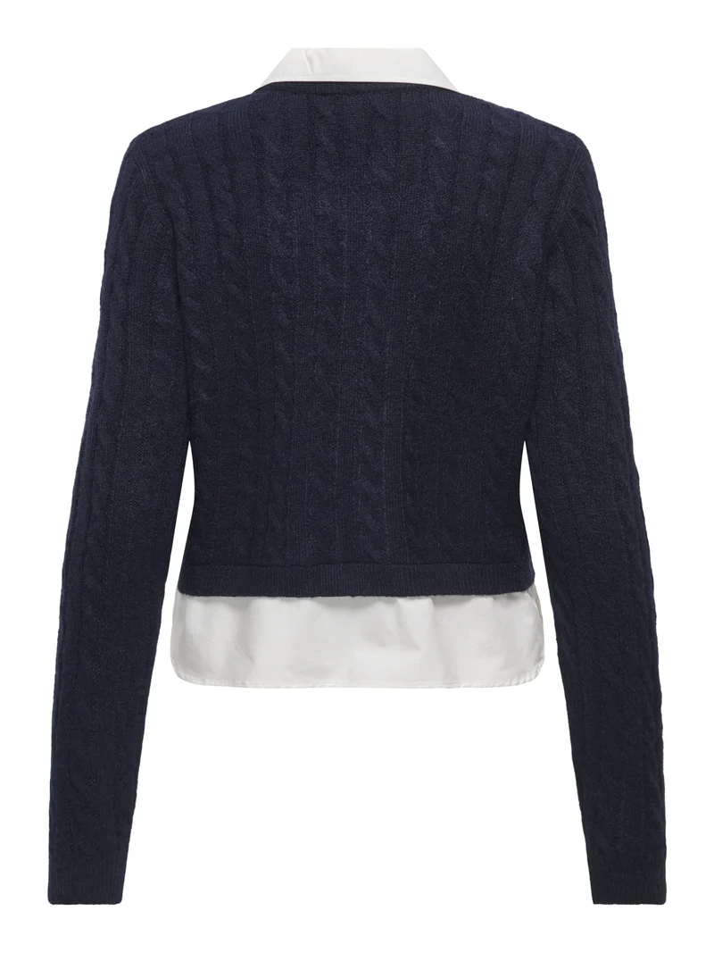 JDYADA L/S MIX CARDIGAN KNT, Night Sky/W. cloud dancer woven mix