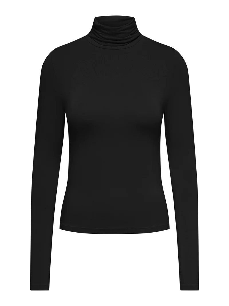 JDYSISSY L/S HIGHNECK TOP JRS DIA, Black