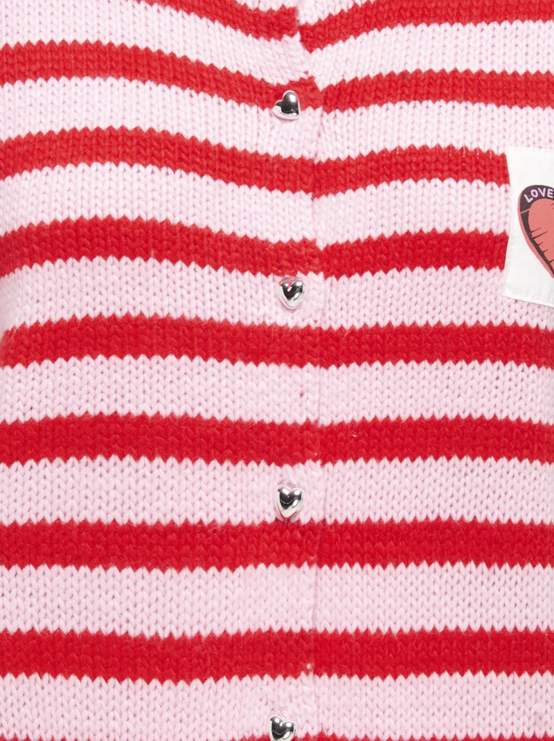 ONLMAILEY LS DETAIL O-NECK CARDI CS, Orchid Pink/High Risk Red/Heart/Sil