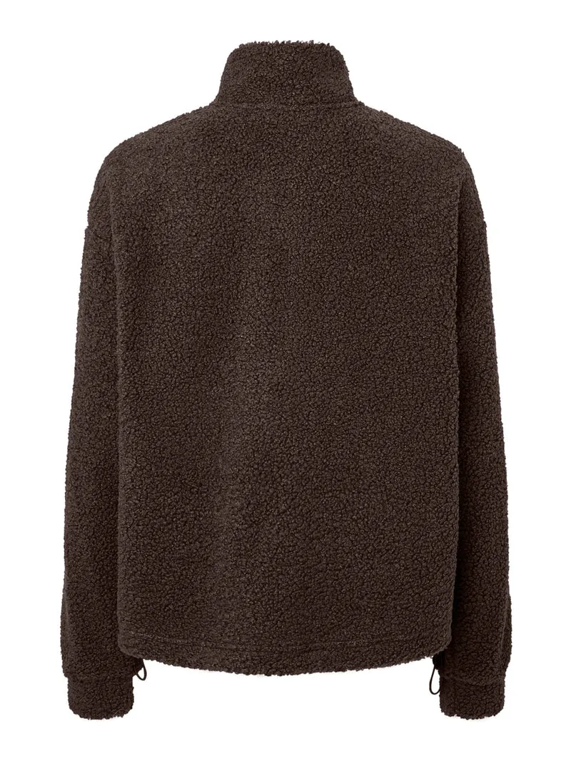 PCKATTY TEDDY HIGH NECK HALF ZIP JA, Hot Fudge