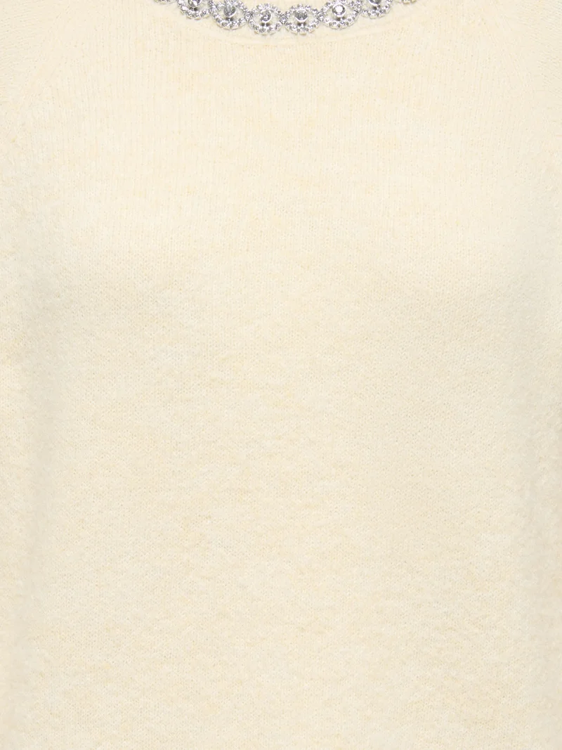 JDYALVA LIFE 3/4 EMBELLISH PULL KNT, Crème Brûlée/W. SILVER EMBELLISHMEN