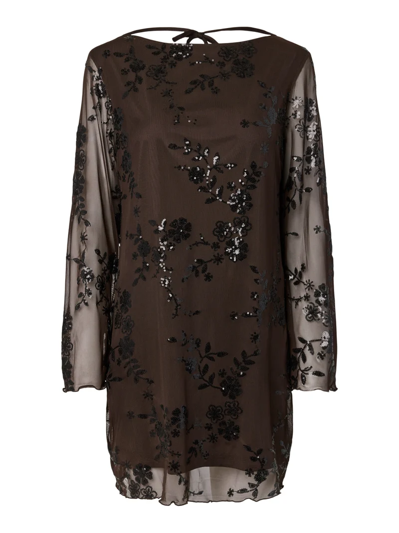 PCEVITA LS DRESS JRS BC, Wren/Black sequins
