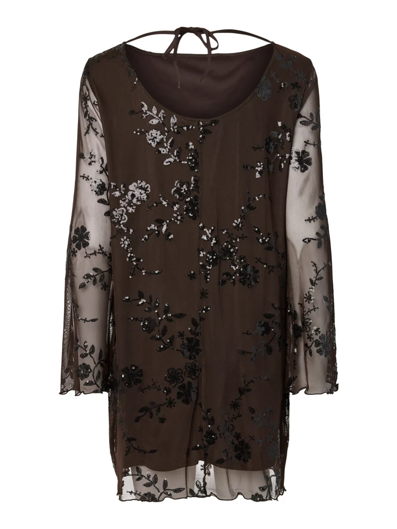 PCEVITA LS DRESS JRS BC, Wren/Black sequins