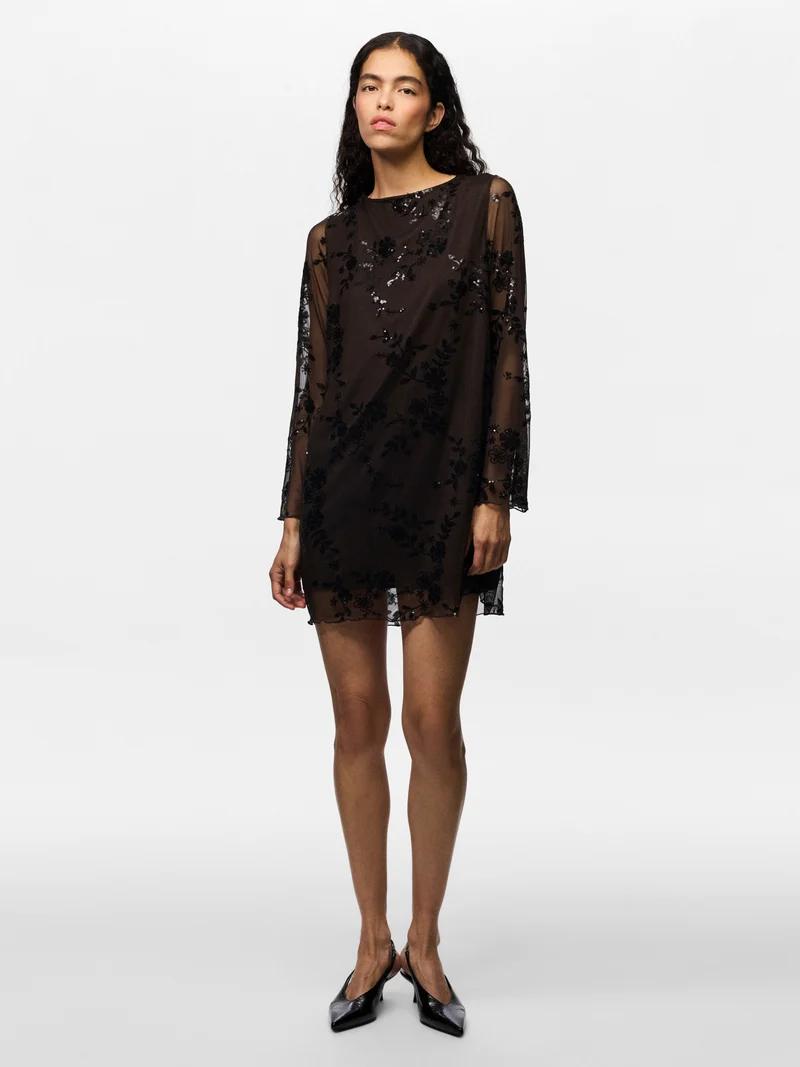 PCEVITA LS DRESS JRS BC, Wren/Black sequins