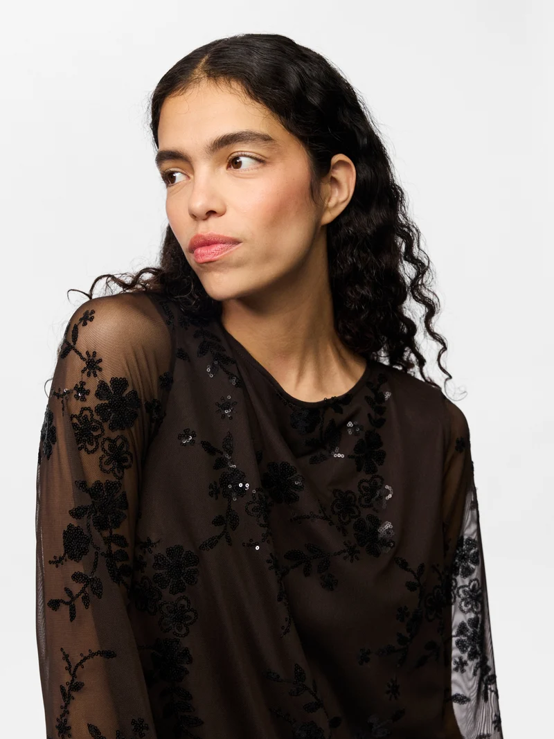 PCEVITA LS DRESS JRS BC, Wren/Black sequins