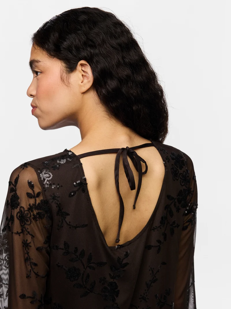 PCEVITA LS DRESS JRS BC, Wren/Black sequins