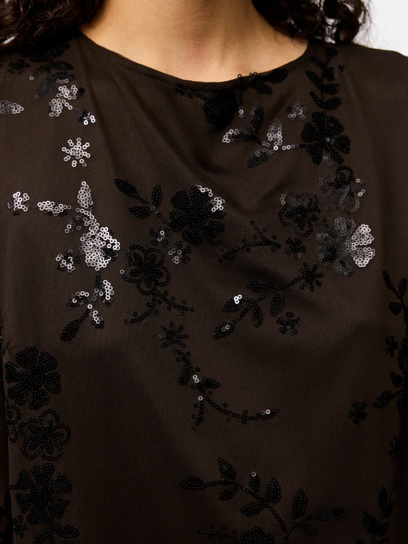 PCEVITA LS DRESS JRS BC, Wren/Black sequins