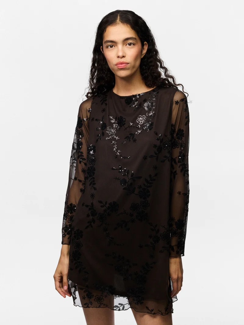 PCEVITA LS DRESS JRS BC, Wren/Black sequins