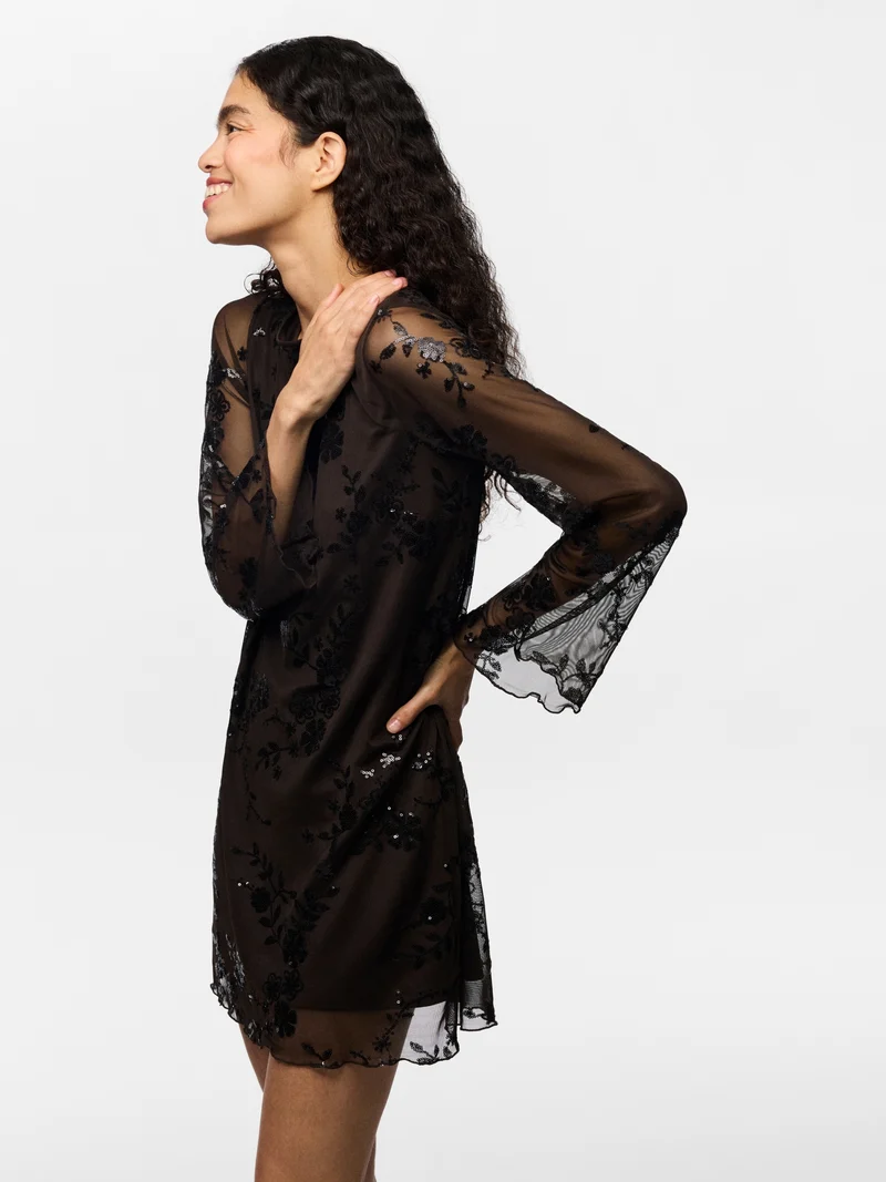 PCEVITA LS DRESS JRS BC, Wren/Black sequins