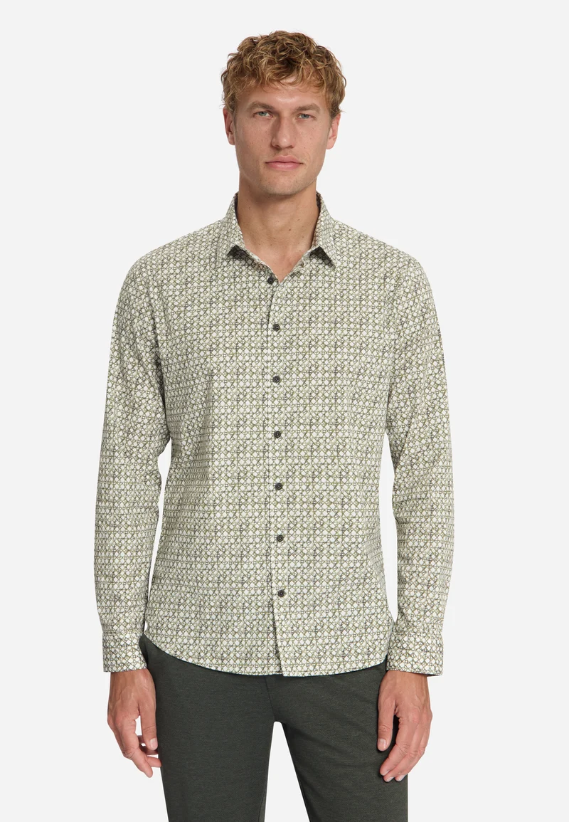 Shirt Stretch Allover Printed, Moss