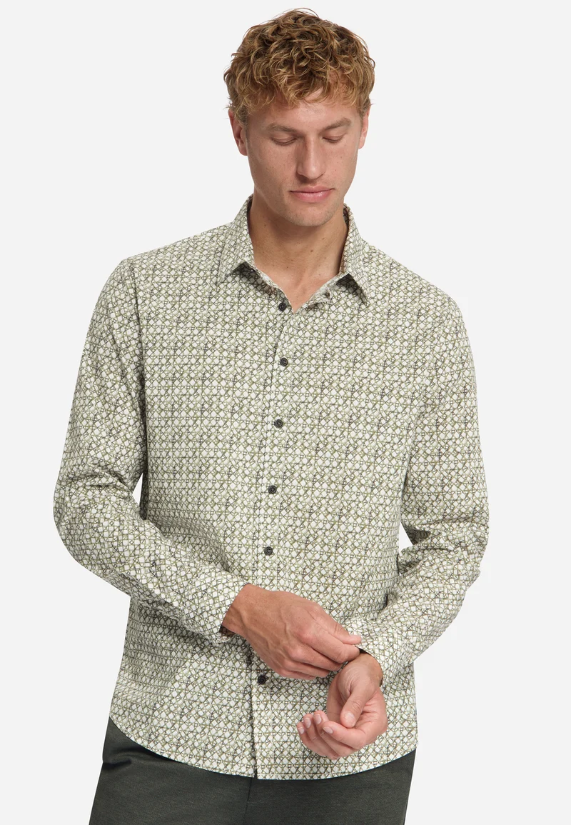 Shirt Stretch Allover Printed, Moss