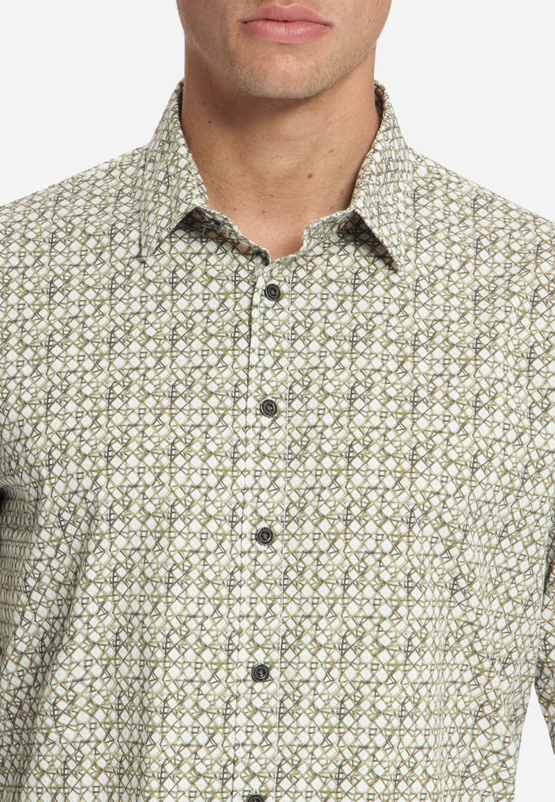 Shirt Stretch Allover Printed, Moss