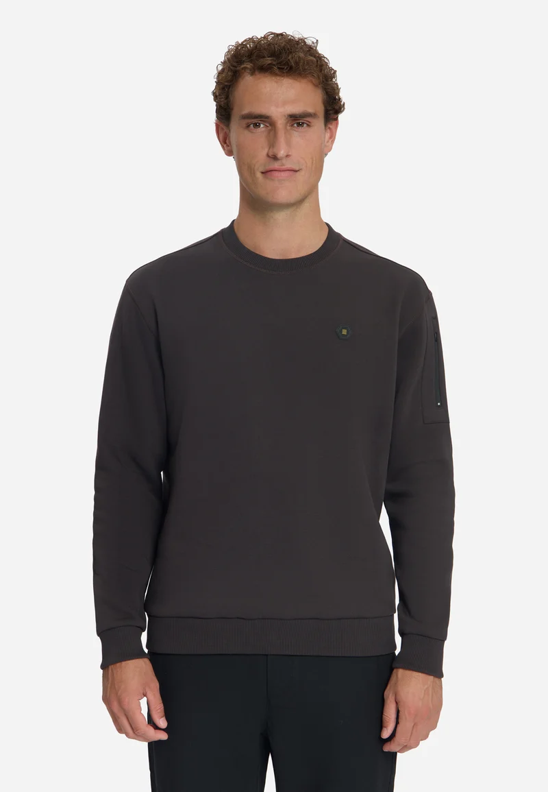 Sweater Crewneck Brushed inside, Dark Brown