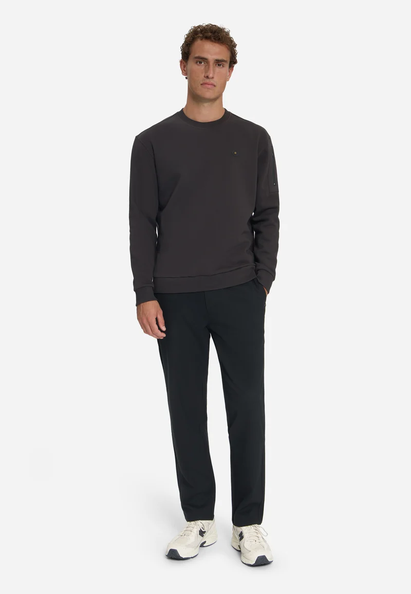 Sweater Crewneck Brushed inside, Dark Brown