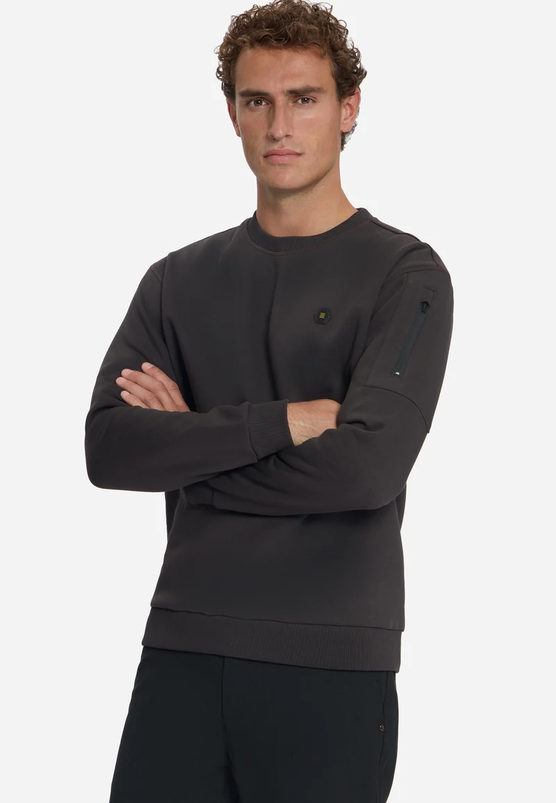 Sweater Crewneck Brushed inside, Dark Brown