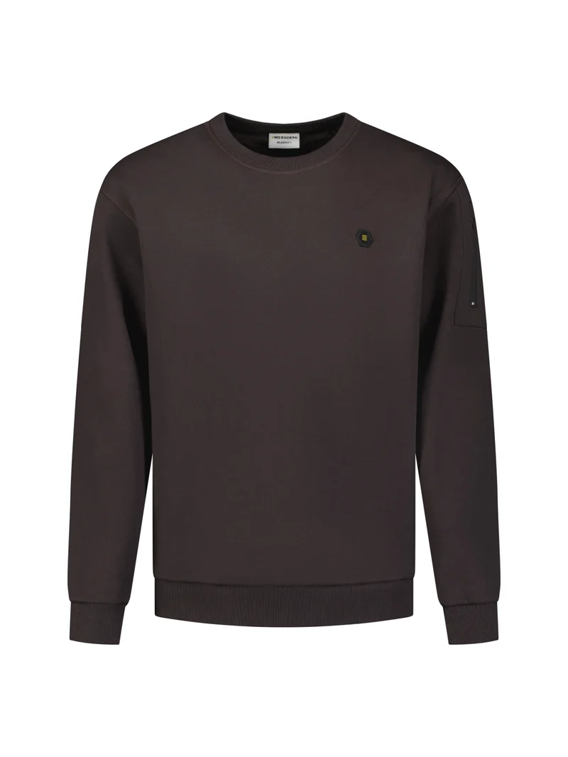 Sweater Crewneck Brushed inside, Dark Brown