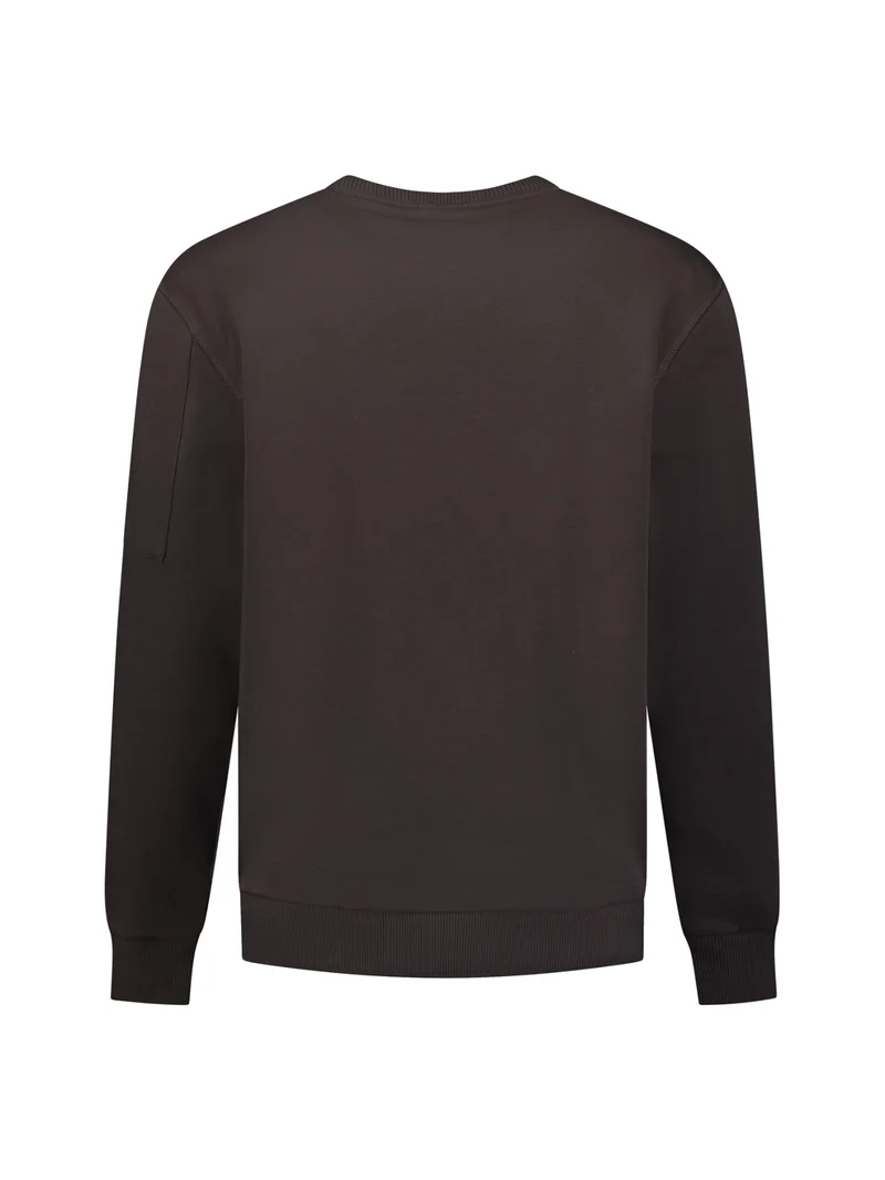 Sweater Crewneck Brushed inside, Dark Brown