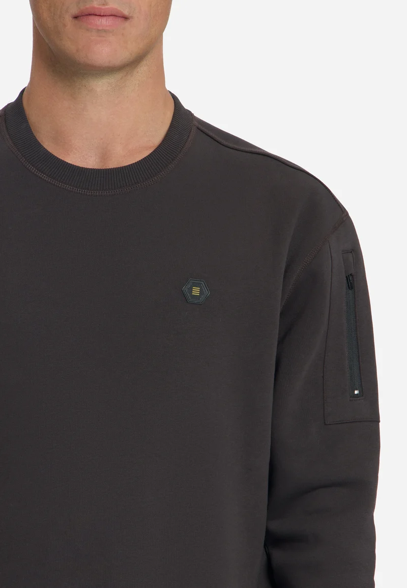 Sweater Crewneck Brushed inside, Dark Brown