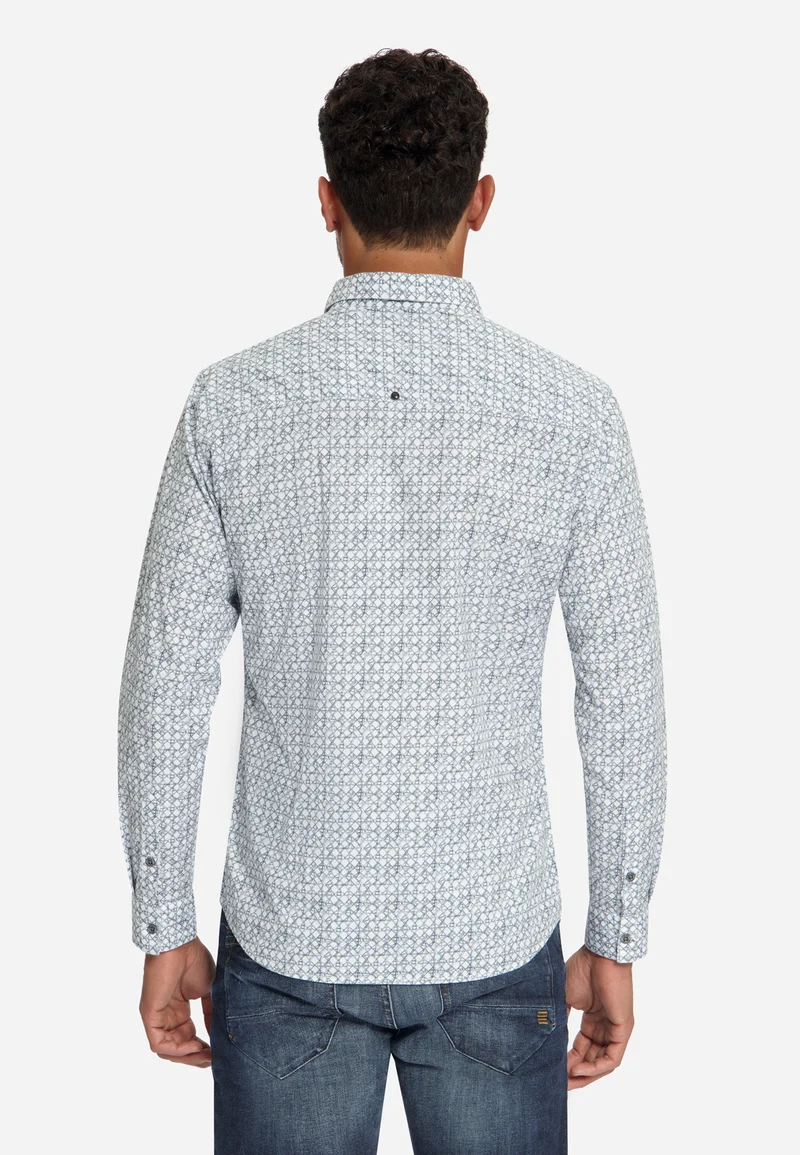 Shirt Stretch Allover Printed, Dusty Blue