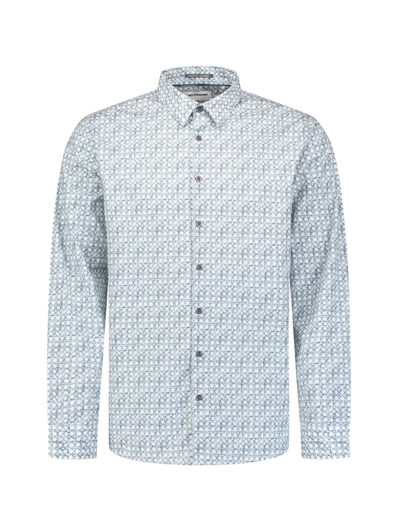 Shirt Stretch Allover Printed, Dusty Blue