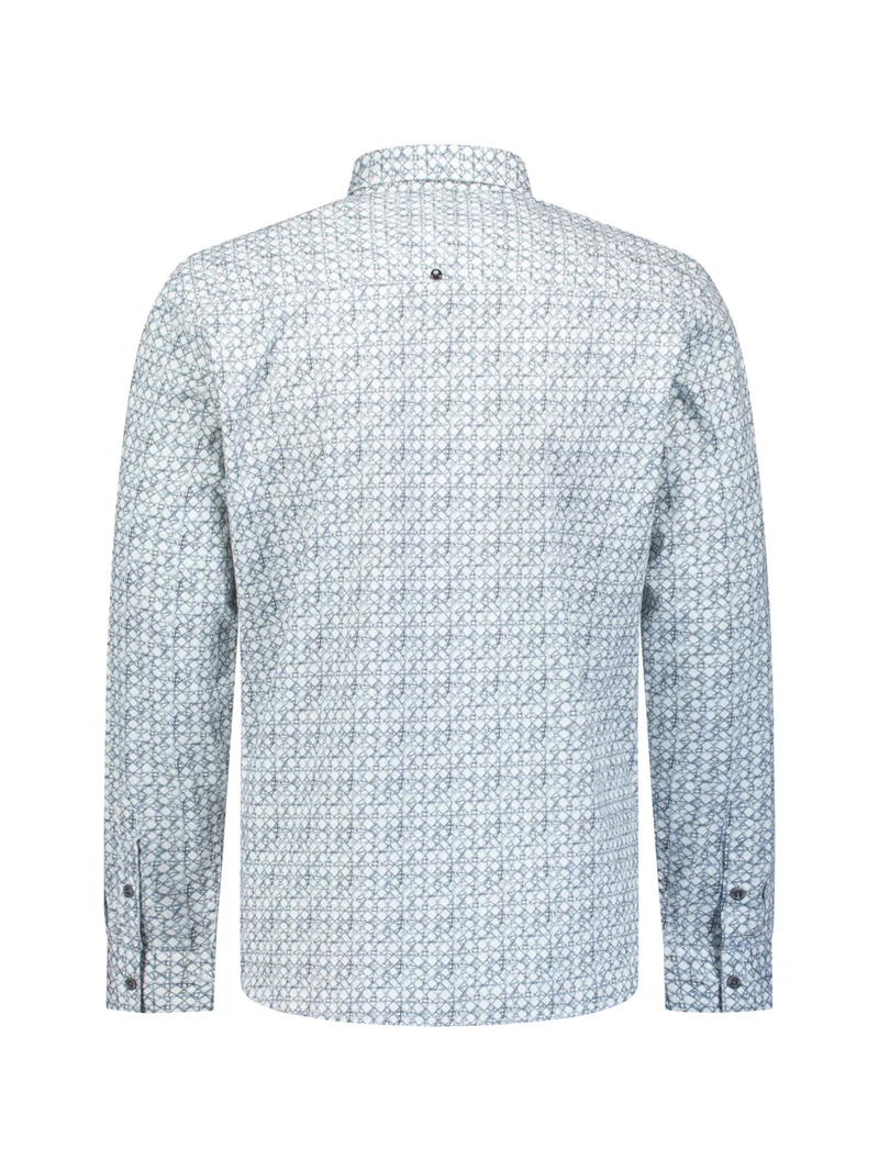 Shirt Stretch Allover Printed, Dusty Blue